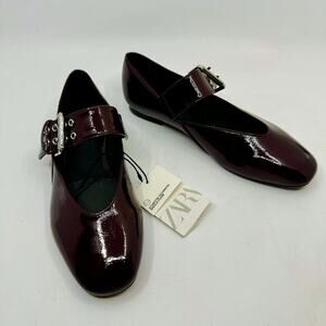 Zara Burgundy Patent Leather Flats